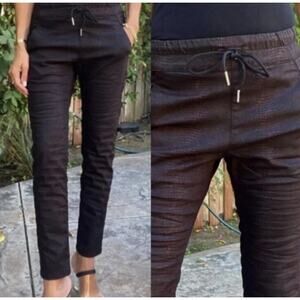 Bevy Flog Brown Black Snake Embossed Elastic Waist Shely Pants Women’s Size 28